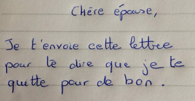 Le mari demande le divorce par courrier, sa femme lui répond avec franchise