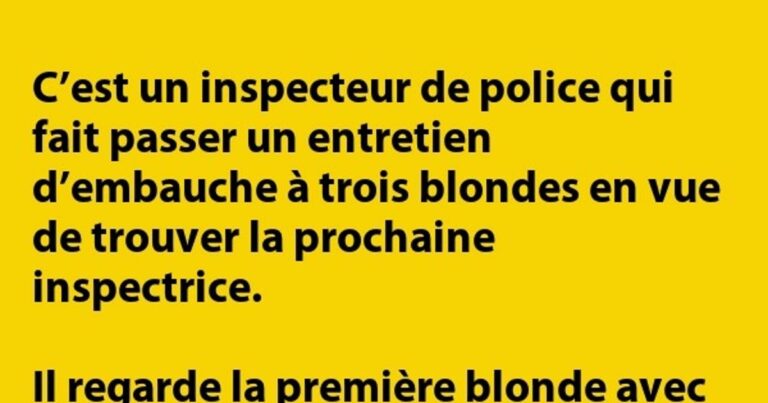 C’est un inspecteur de police qui fait passer un entretien d’embauche a trois blondes…