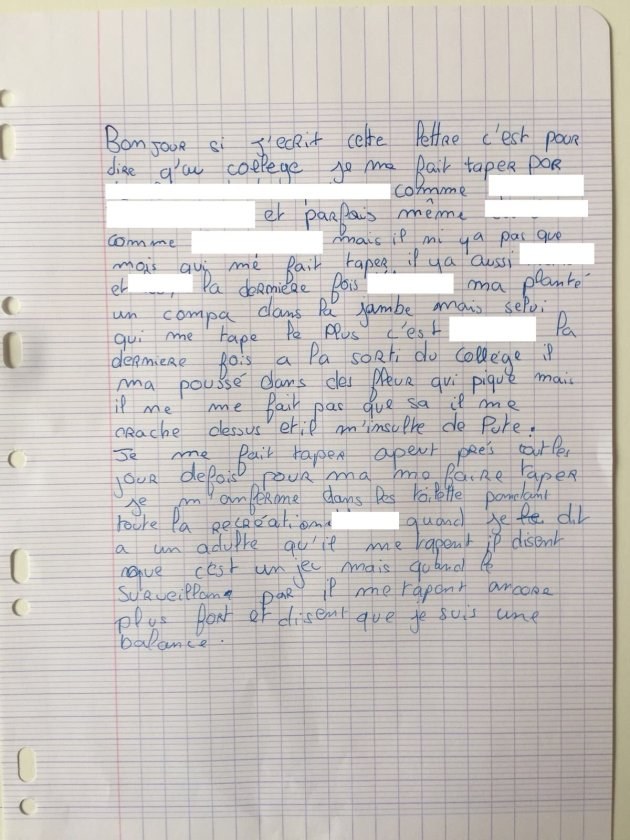 La déchirante lettre d’un garçon victime de harcèlement scolaire émeut la Toile