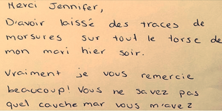 – Son mari la trompe, elle décide d’envoyer une lettre totalement géniale à la maîtresse !