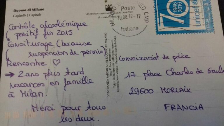 La lettre originale d’un(e) automobiliste, qui les remercie d’avoir confisqué son permis, a beaucoup amusé ces policiers !