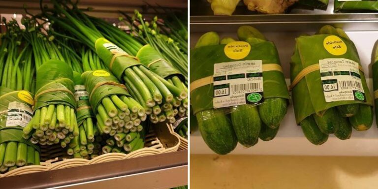 Des feuilles de bananes à la place des sacs plastiques – l’idée géniale d’un supermarché