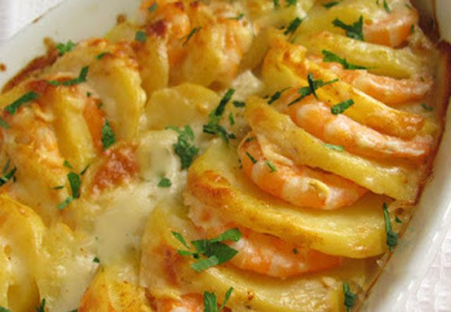 Recette : Gratin de crevettes et de pommes de terre