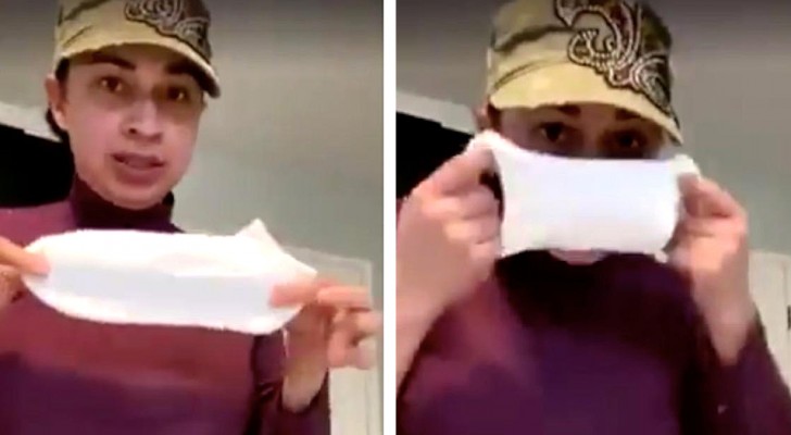 Une fille explique comment créer un « masque d’urgence » pratique à l’aide d’une chaussette