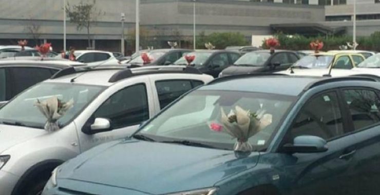 Une fleuriste couvre de fleurs les voitures des soignants travaillant à l’hôpital de Perpignan