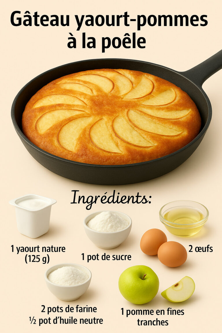 ? Gâteau yaourt-pommes à la poêle : simple, moelleux et sans four !