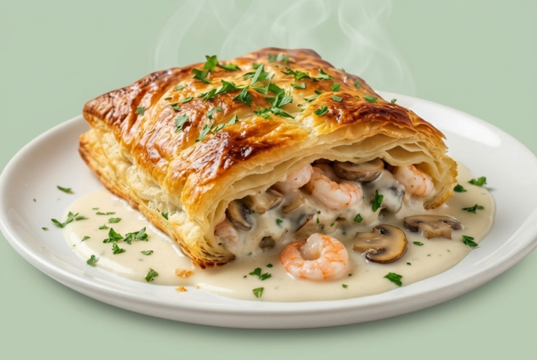 Feuilleté aux crevettes et champignons : la recette gourmande et facile à réussir