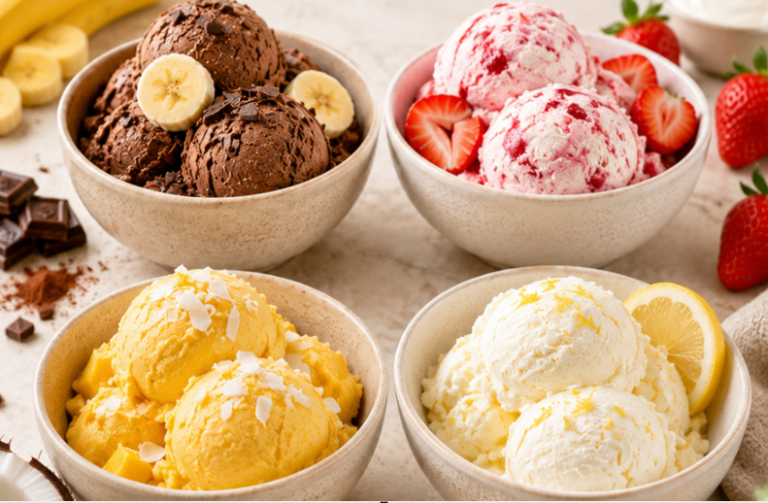4 glaces maison faciles sans sorbetière : fraîches, gourmandes et prêtes avec seulement quelques ingrédients