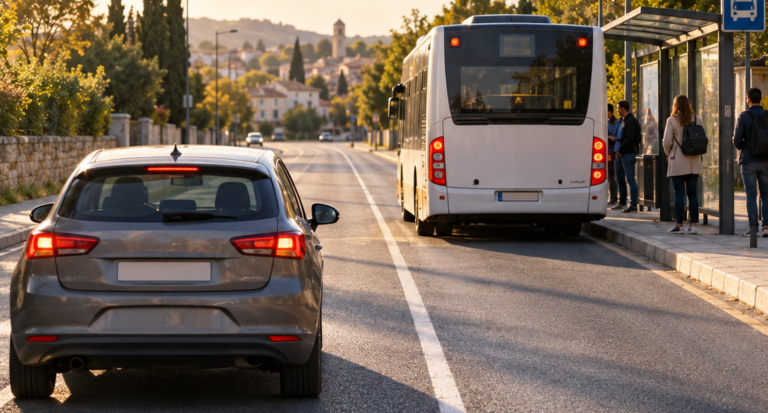Peut-on dépasser un bus arrêté à son arrêt lorsqu’il y a une ligne blanche ?